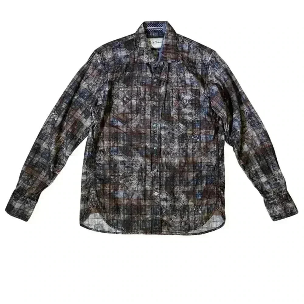 Robert Graham Mens Turquoise Snap Buttons Paisley Small Pinwale